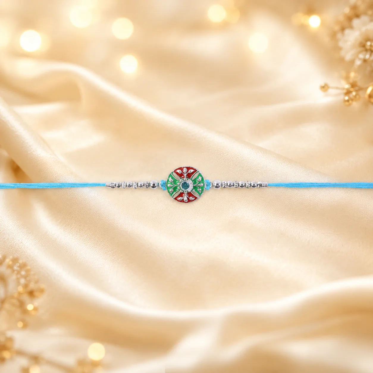 Blue Thread Rakhi – Elegant Traditional Festive Design - Image 2