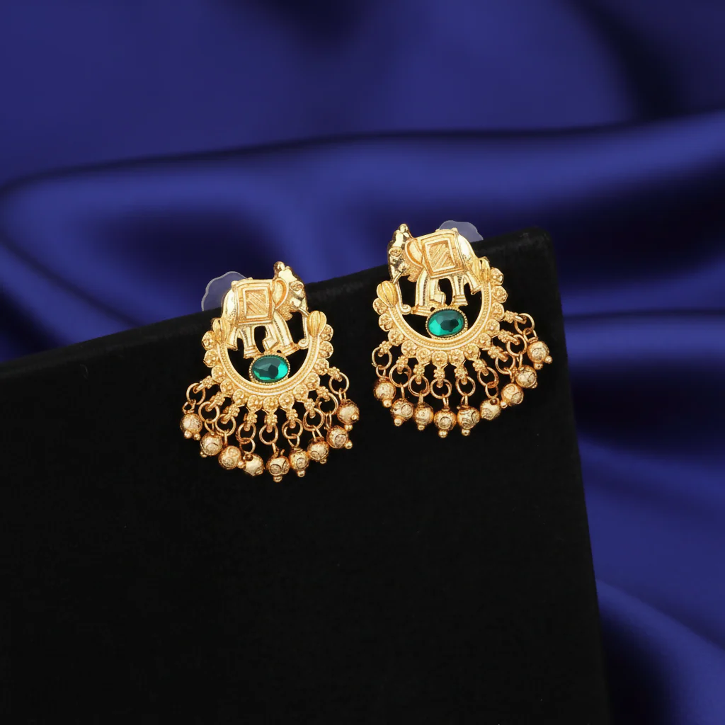 Gold-Tone Crystal Floral Drop Necklace Set – Elegant & Stylish - Image 4