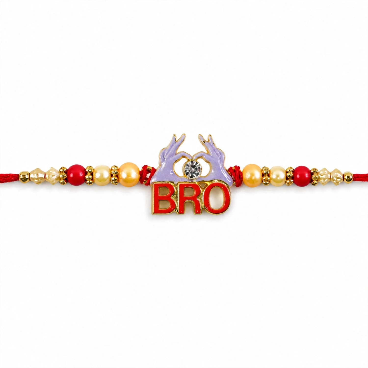 Bro Written Designer Stone-Studded Beaded Rakhi for Brother - Image 5