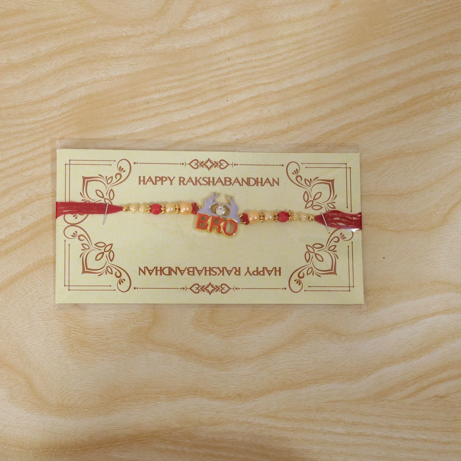 Bro Written Designer Stone-Studded Beaded Rakhi for Brother - Image 6