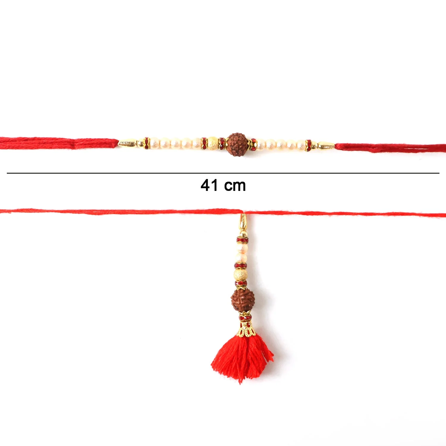 Premium Bhabhi Lumba Rakhi – Elegant Brown Bead with Red Tassel for Raksha Bandhan - Image 7