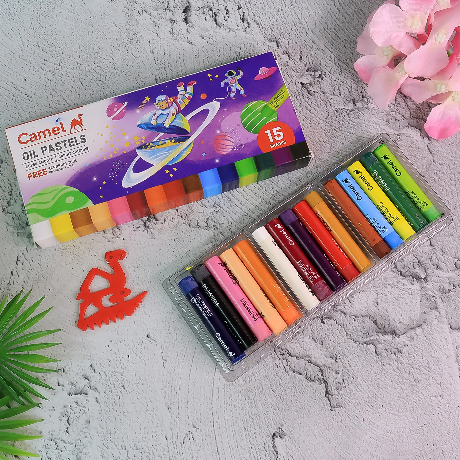 Camel Oil Pastels – Set of 15 Smooth, Vibrant Shades with Scraping Tool - Image 3