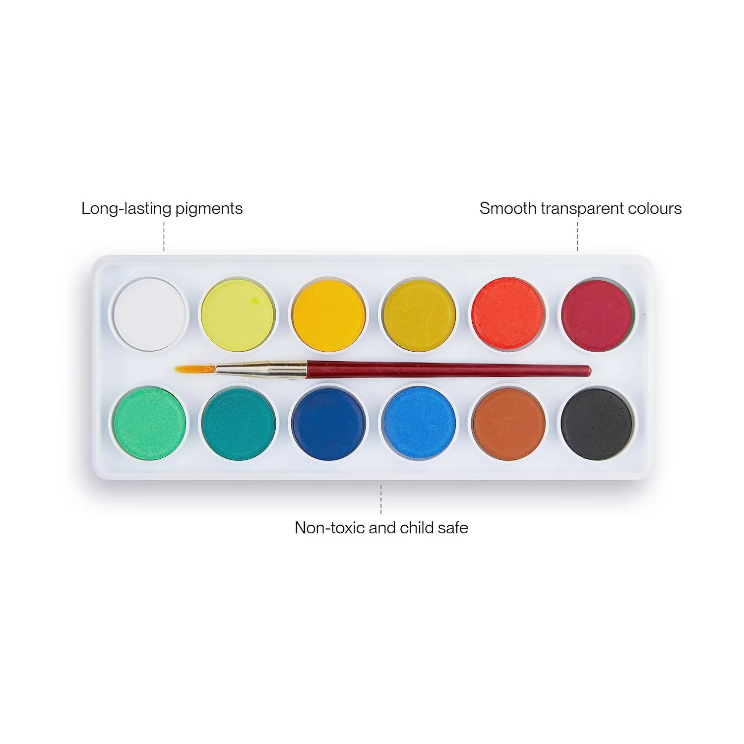 Water Colour Cakes Set – 12 Vibrant Camel Shades with Free Brush - Image 3