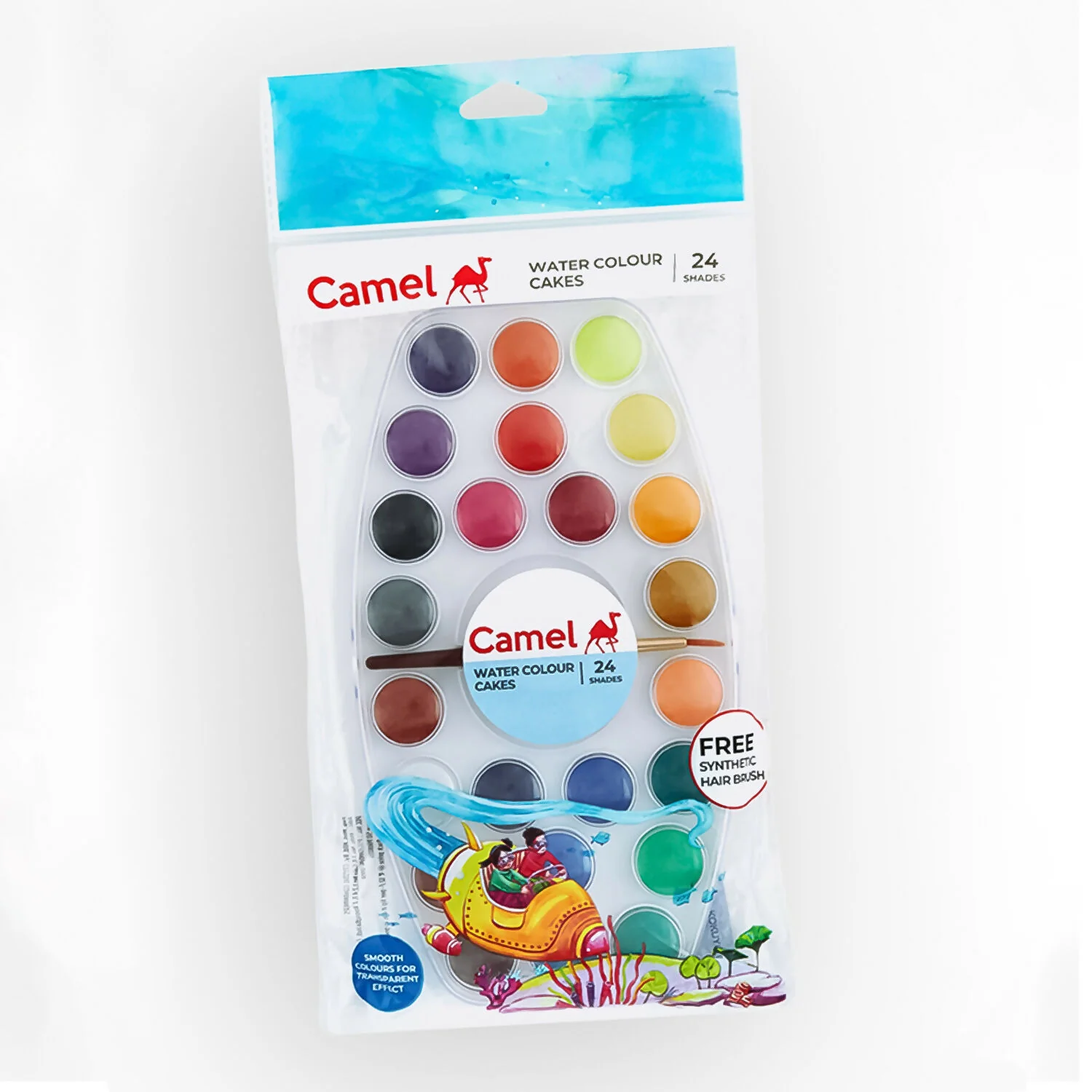 Water Colour Cakes – 24 Vibrant Shades Oval Palette with Brush - Image 4