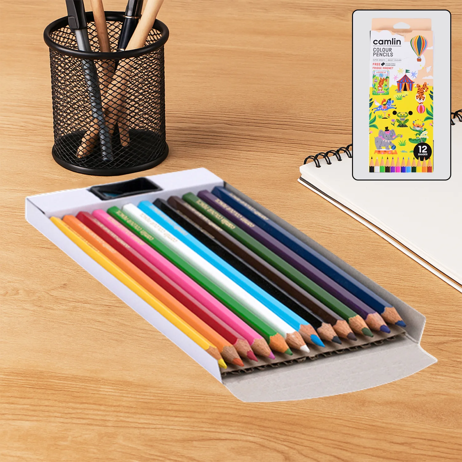 Colour Pencils – 12 Vibrant Shades with Free Sharpener