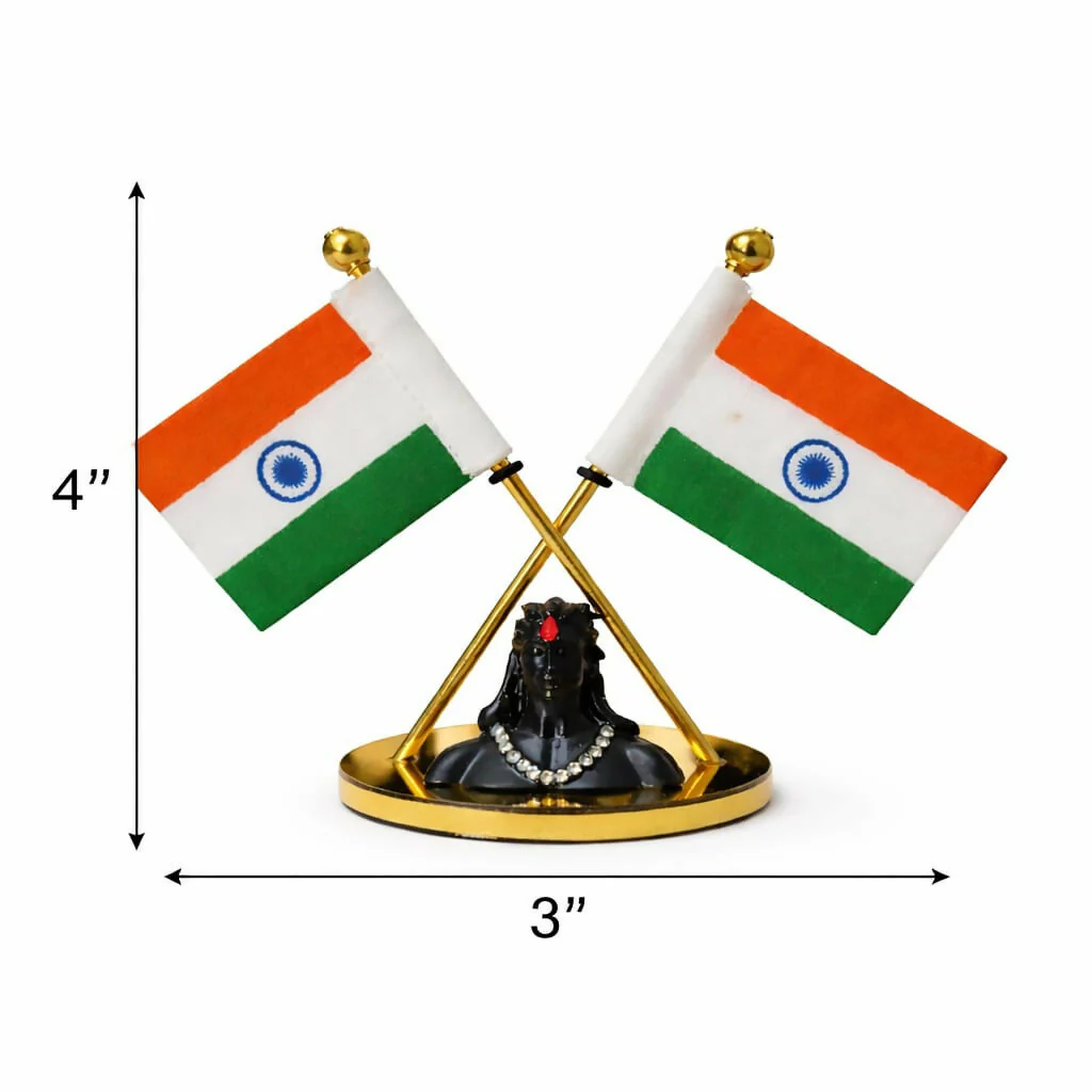 Car Dashboard Indian Flag & Shiva Idol Decor – Spiritual & Patriotic - Image 3