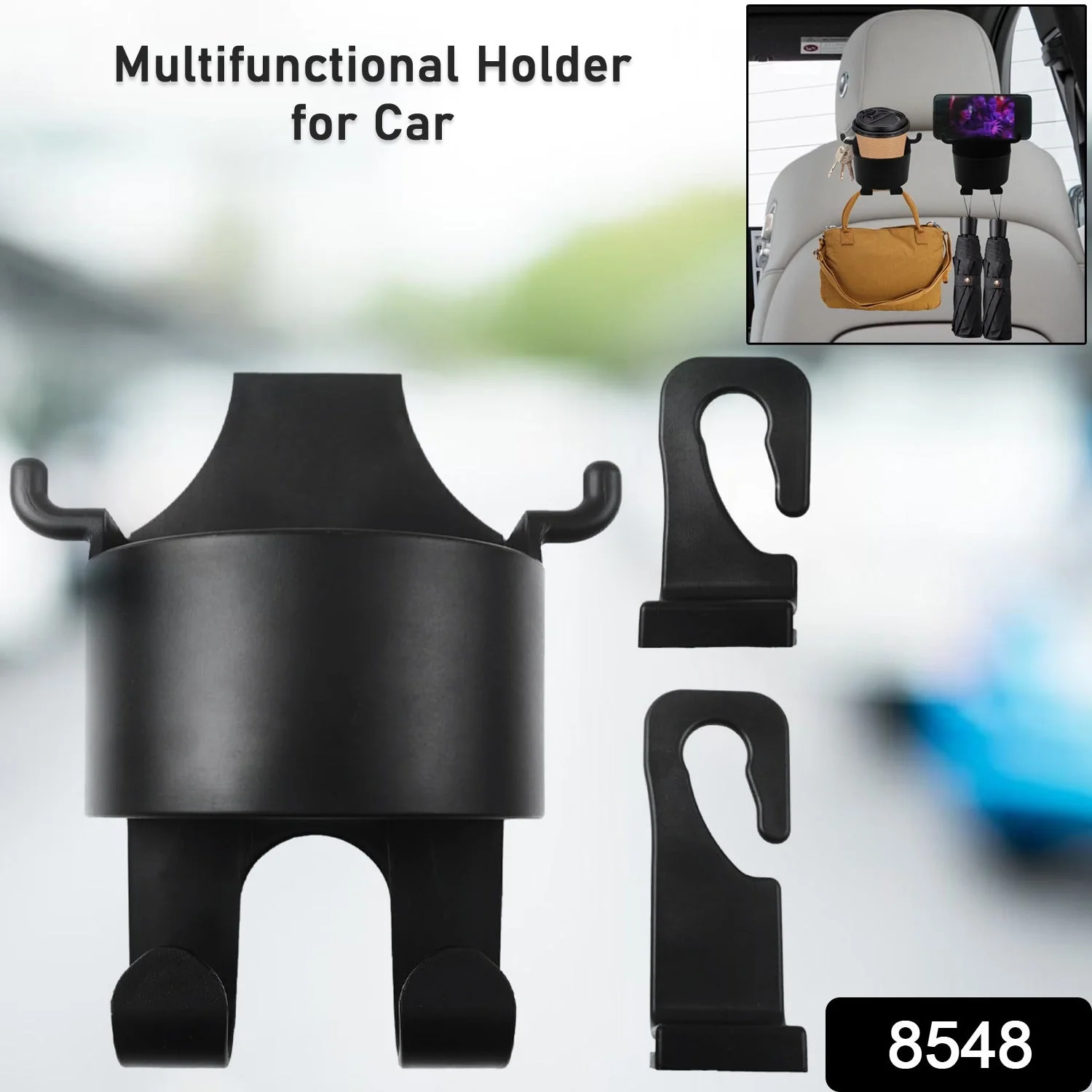 Car Headrest Organizer – 3-in-1 Cupholder & Phone Holder for Travel - Image 2
