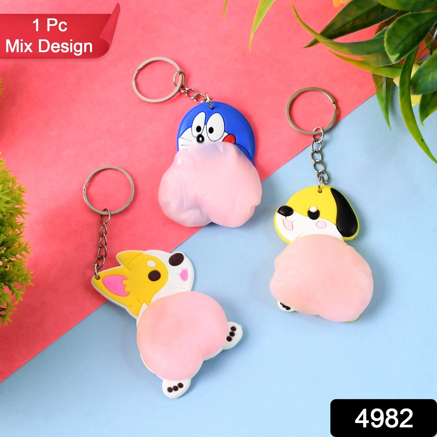 Cartoon Animal Keychain – Soft Silicone Stress Relief Toy - Image 2