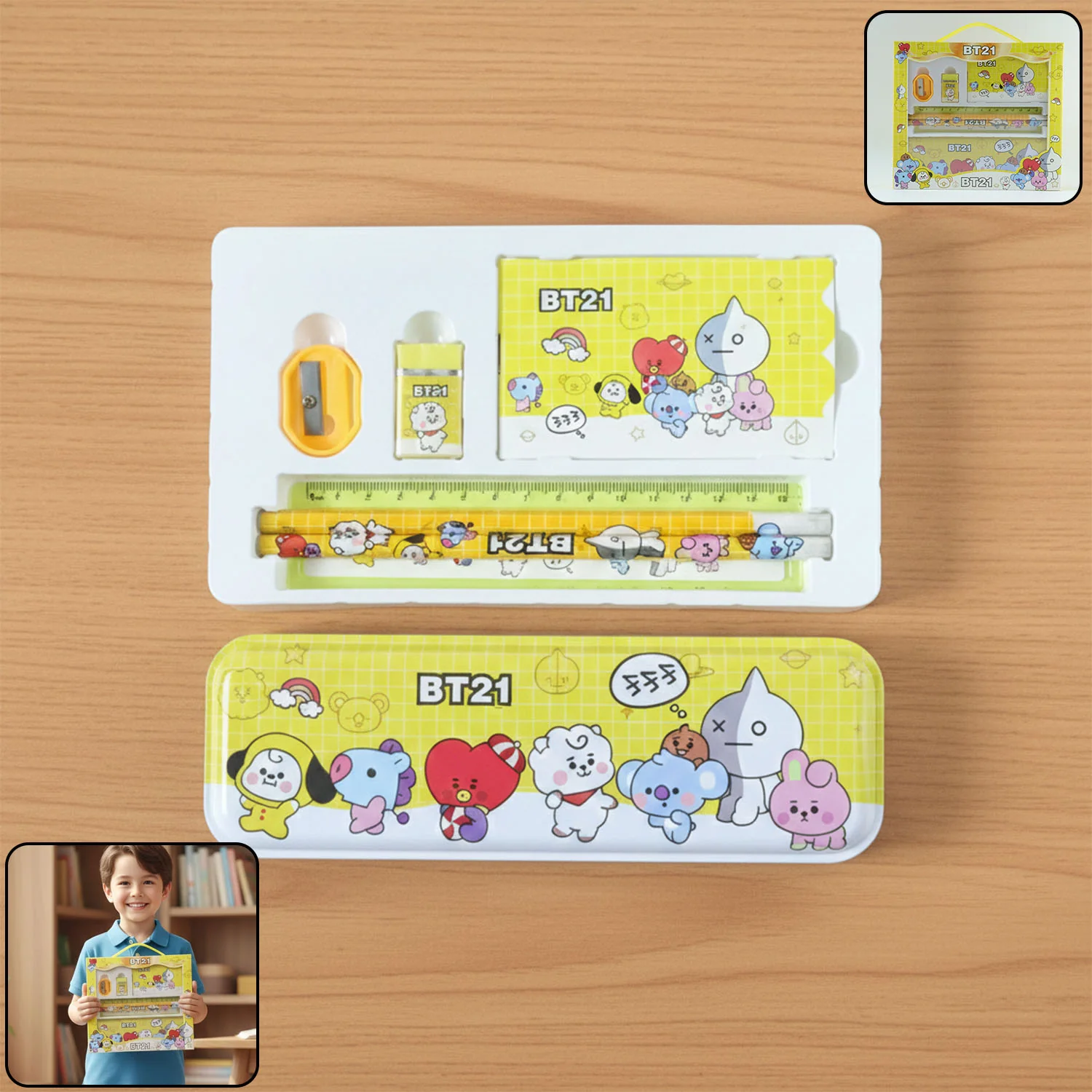 Cartoon Printed Pencil Box – Complete Kids Stationery Set - Image 2