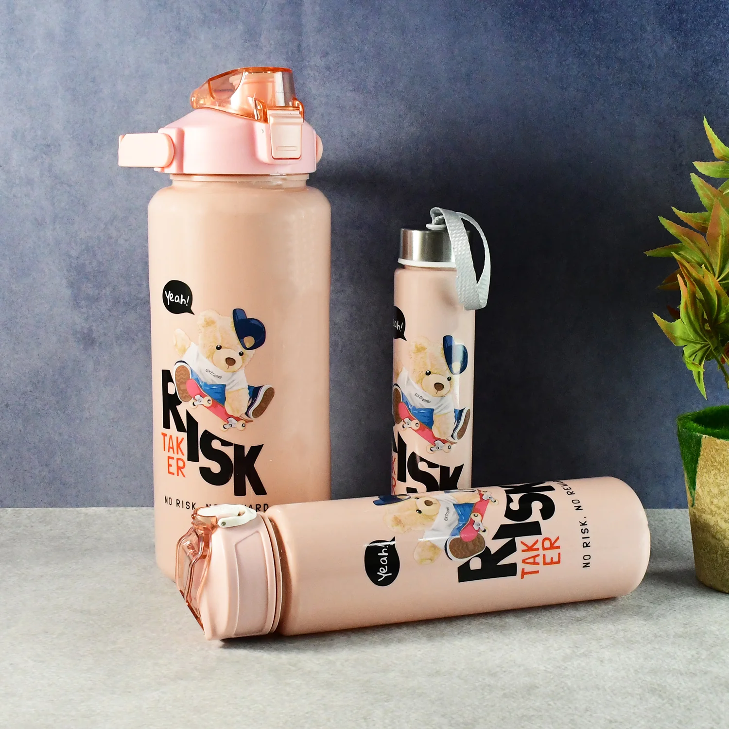 Cartoon Printed Water Bottle Set – Leakproof Multi-Size Trio - Image 4