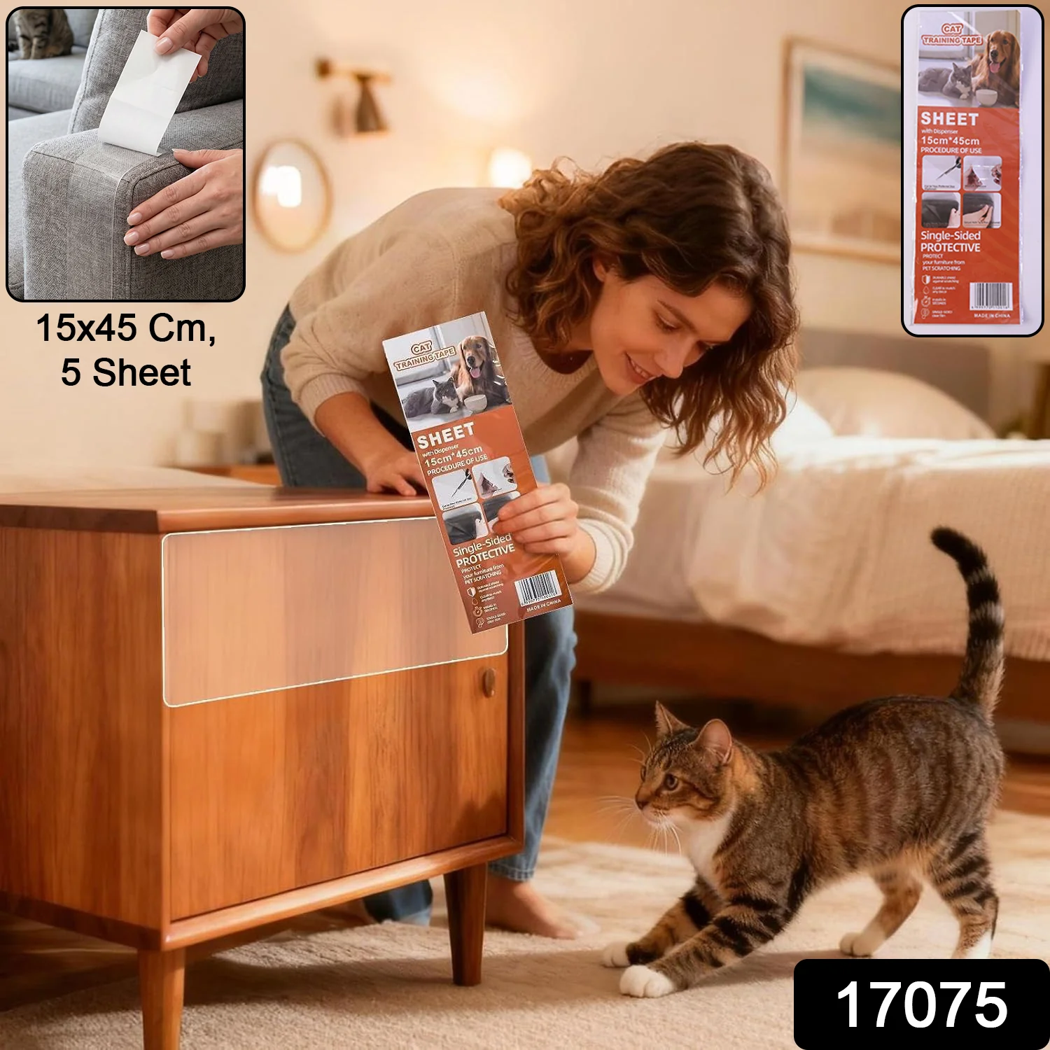 Cat Scratch Furniture Protector – Clear Anti Scratch Tape Set of 5 - Image 2