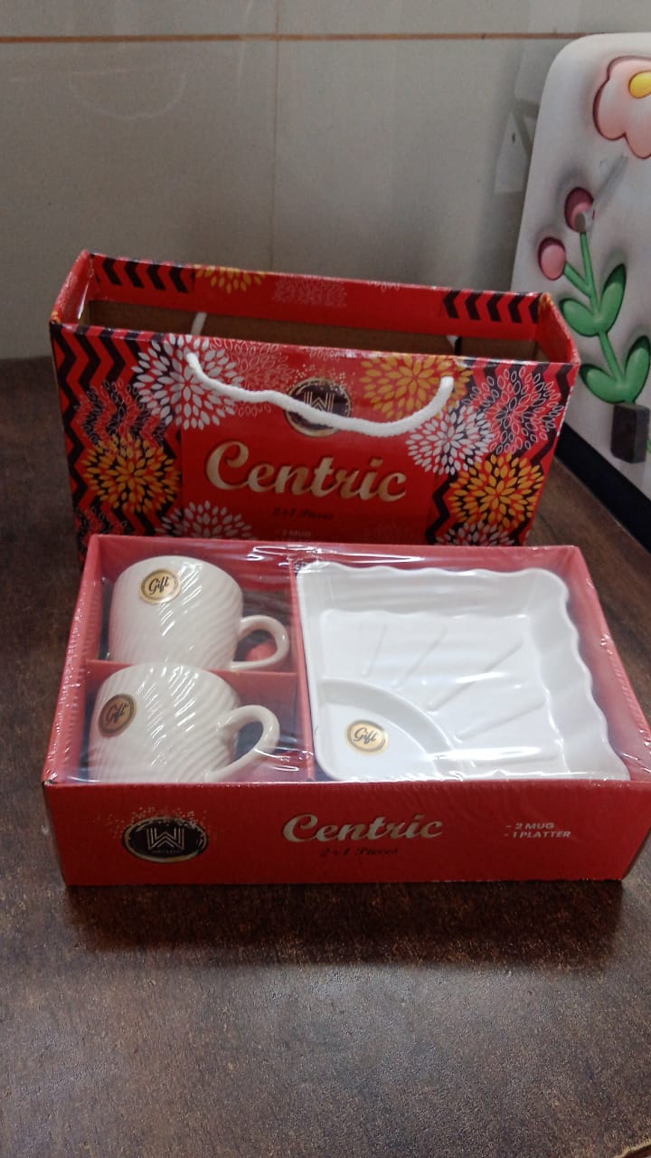 Ceramic Tea Cup Set – Includes Plastic Square Serving Platter - Image 6