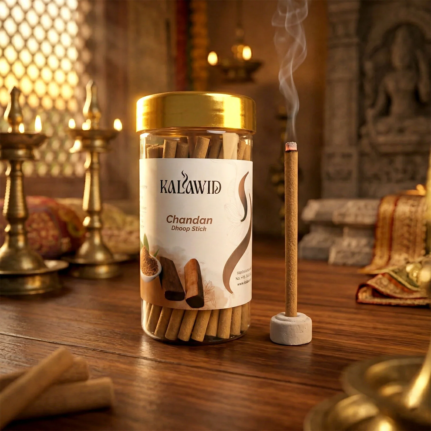 Chandan Dhoop Sticks Jar – Long-lasting soothing aroma for spirituality - Image 2