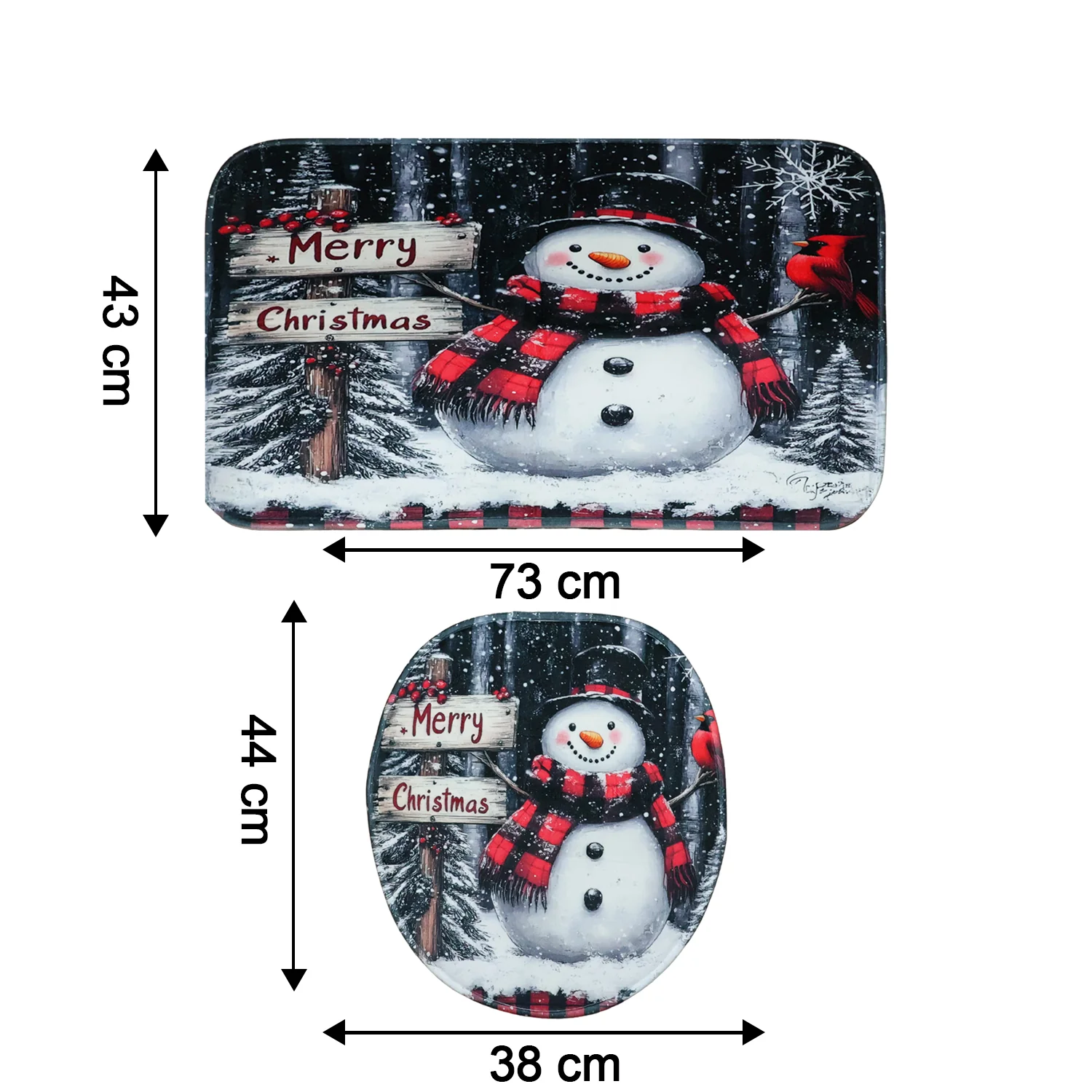 Christmas Bathroom Mat Set – Soft Snowman 3-Piece Décor - Image 9
