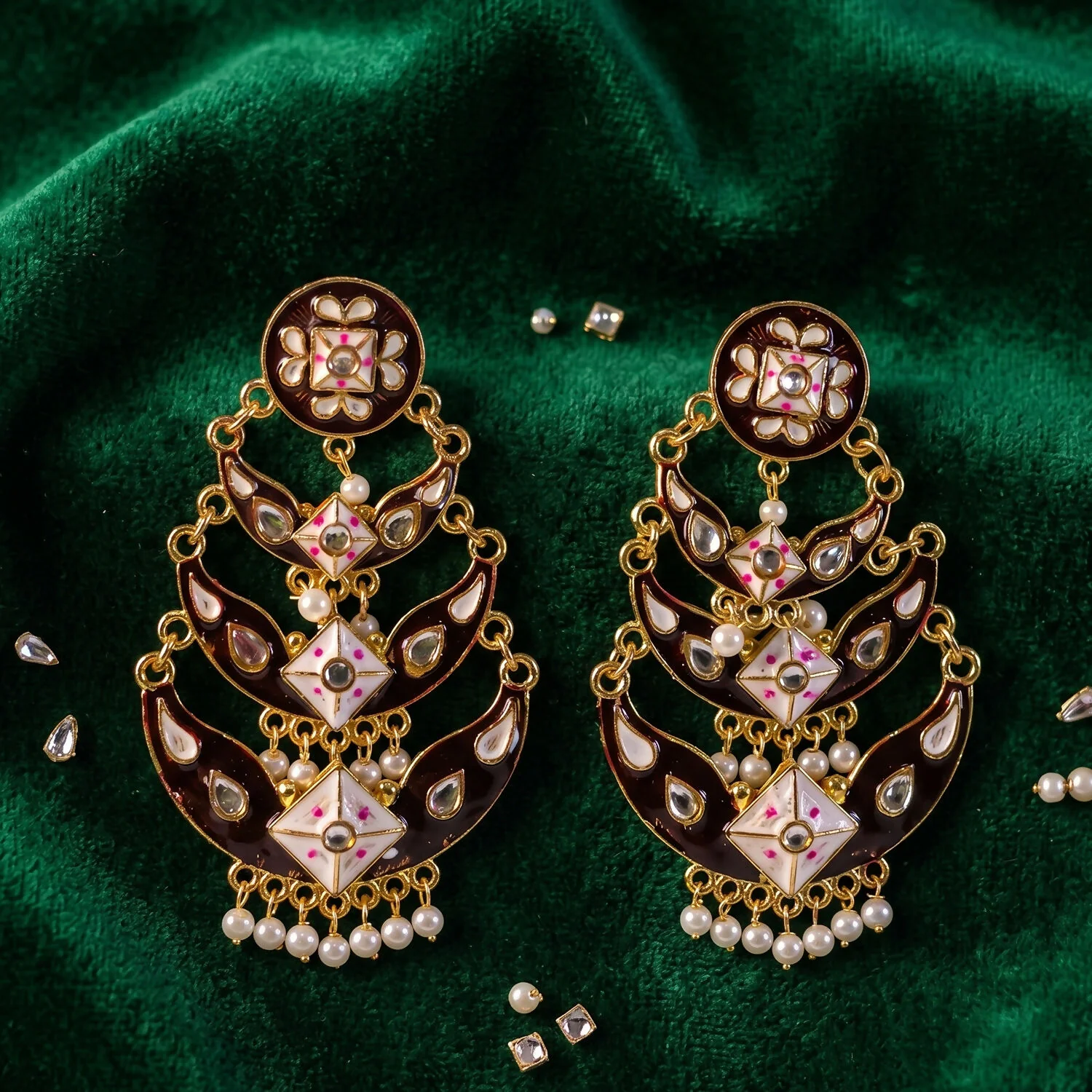 Black Meenakari Earrings – Intricate Traditional Festival Jewelry - Image 4