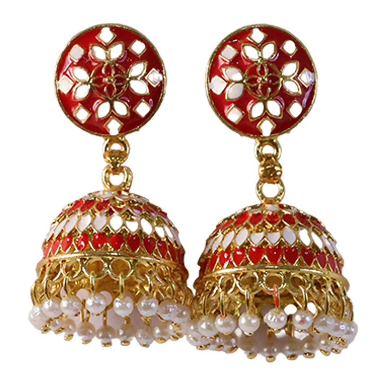 Jhumka Earrings – Elegant Pearl Bead Detailing for Festive Looks - Image 4