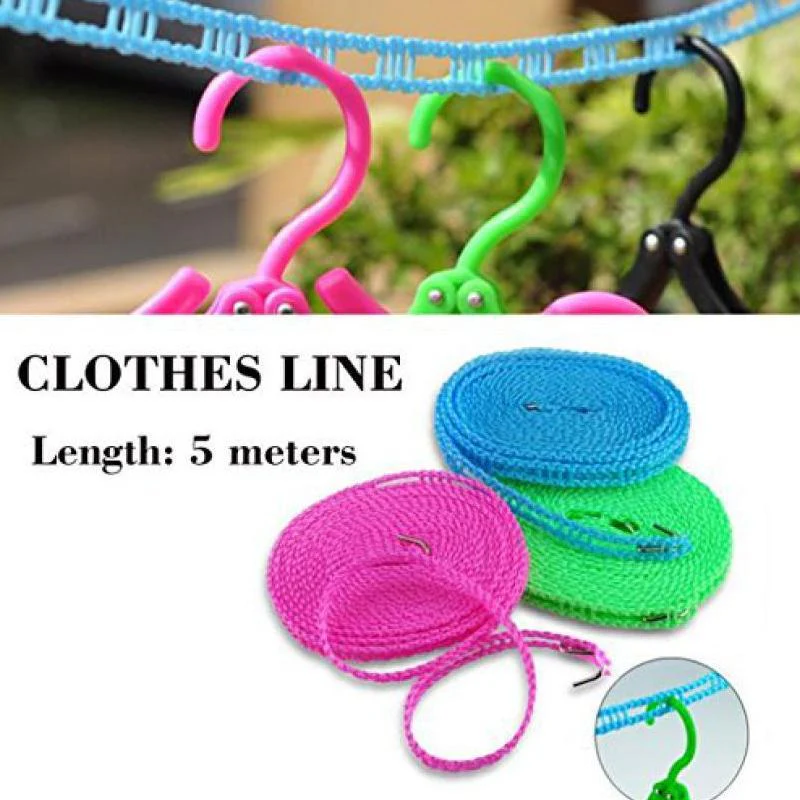 Nylon Clothesline – 5m Windproof Rope with Hooks | BathNova - Image 5