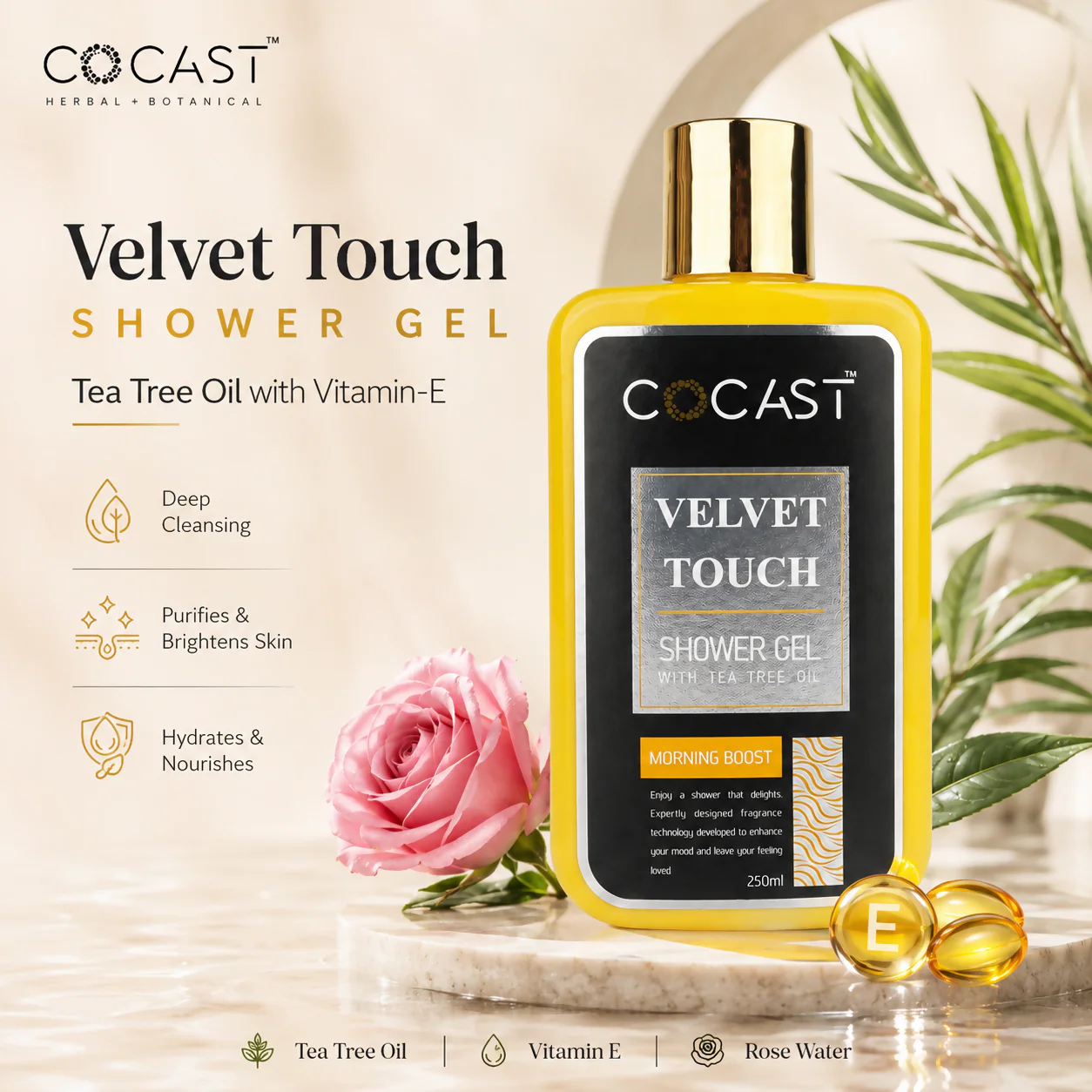 Velvet Touch Shower Gel – Enriched with Tea Tree Oil for Freshness - Image 2