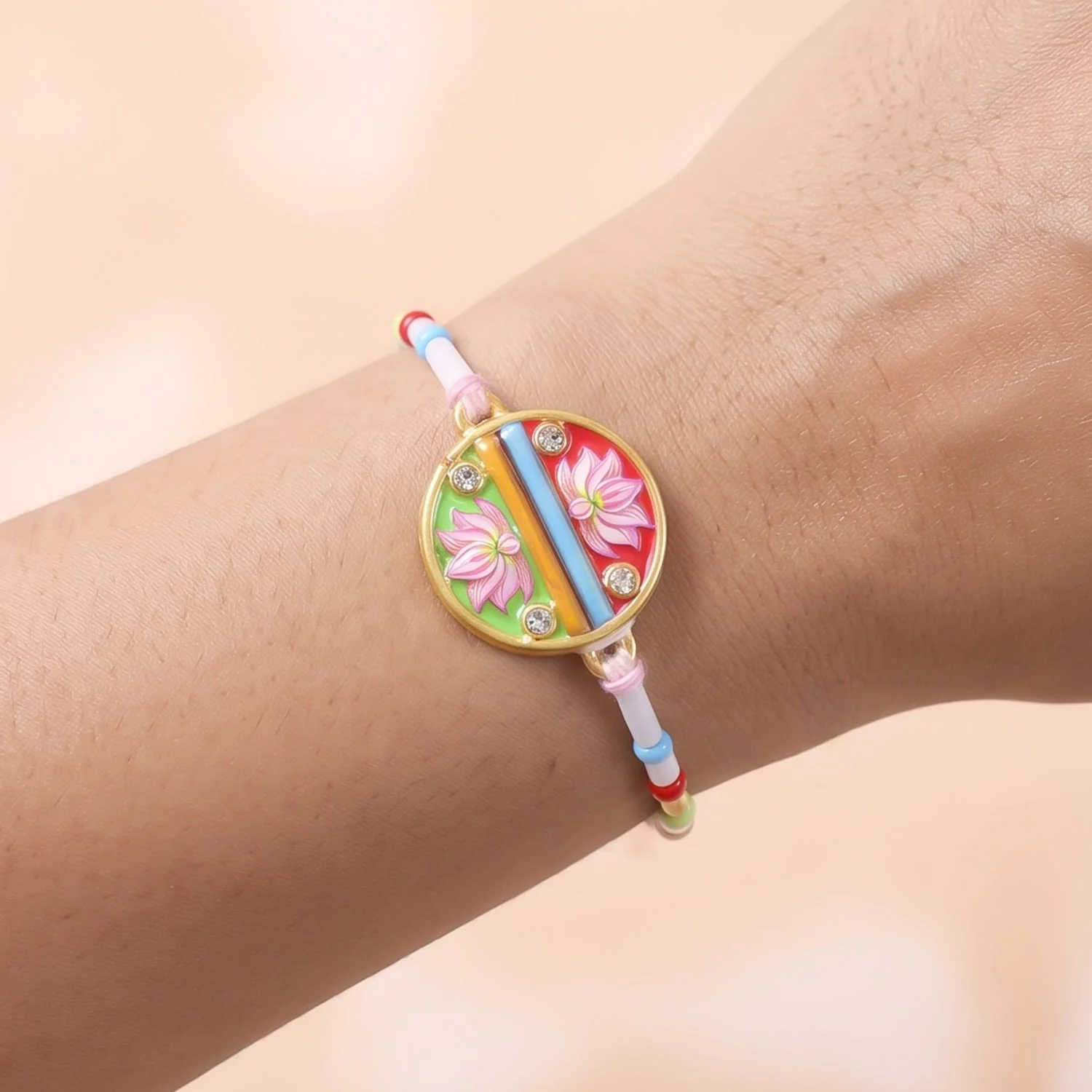 Disc Pastel Beads Rakhi for Brother – Festive Raksha Bandhan Gift - Image 4