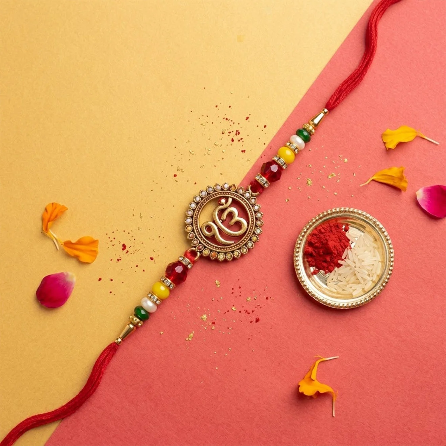 Colorful Meenakari Rakhi – Elegant Brother Gift for Raksha Bandhan - Image 2