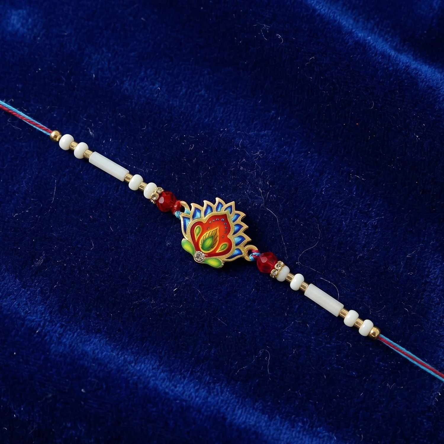 Peacock Feather Rakhi – Festive Beads & Elegant Design - Image 7