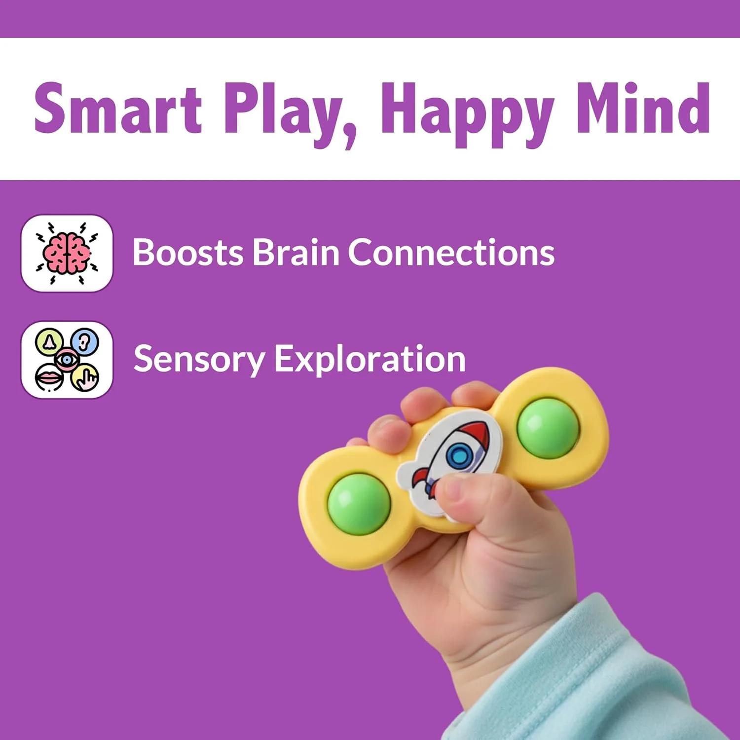 Baby Spinner Toy Set – 3 Pc Sensory Spin Toys with Suction Cups - Image 4