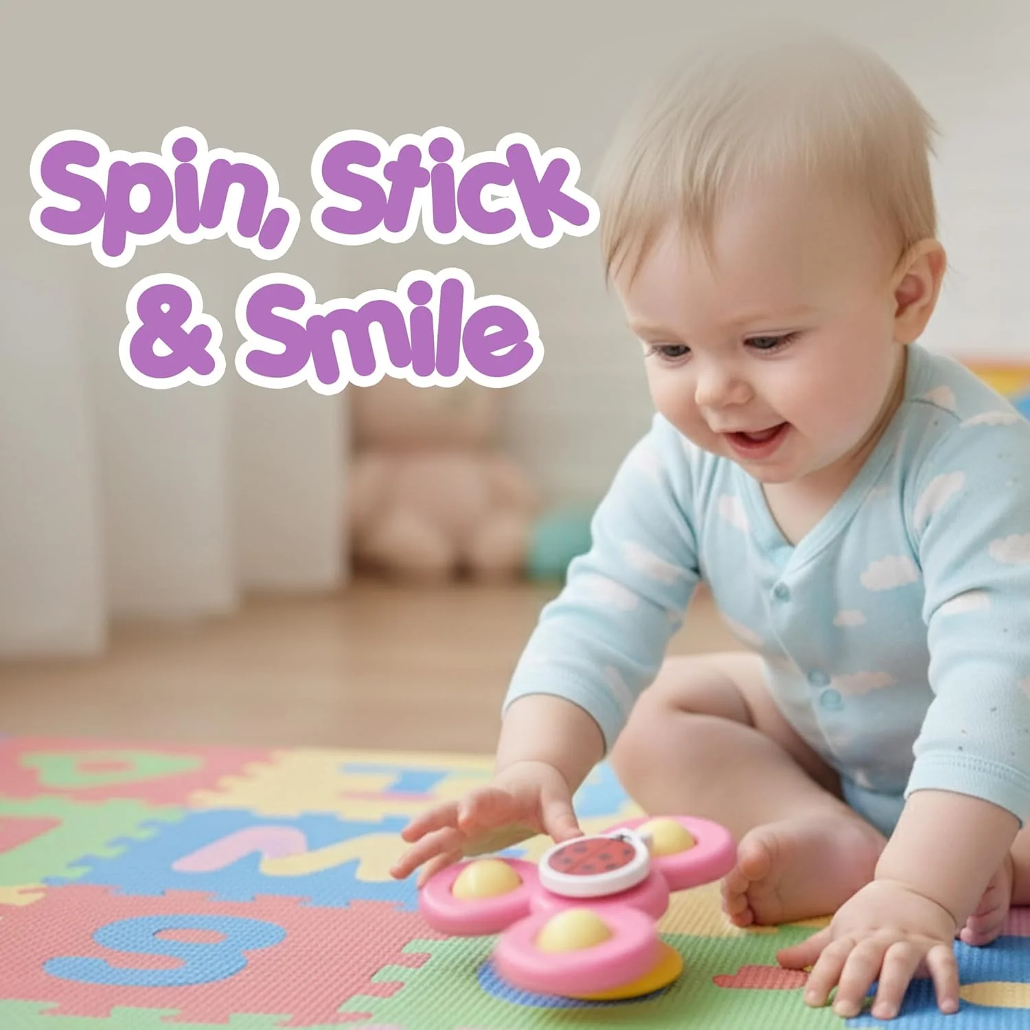 Baby Spinner Toy Set – 3 Pc Sensory Spin Toys with Suction Cups - Image 8