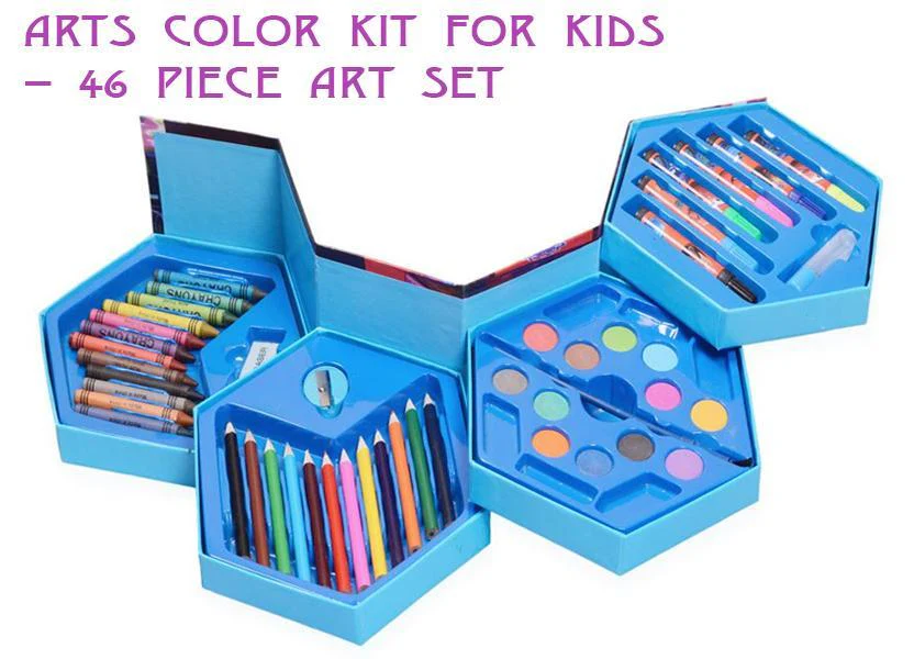 Kids Art Set 46 Pcs – Drawing & Colouring Kit | DeoDap - Image 3