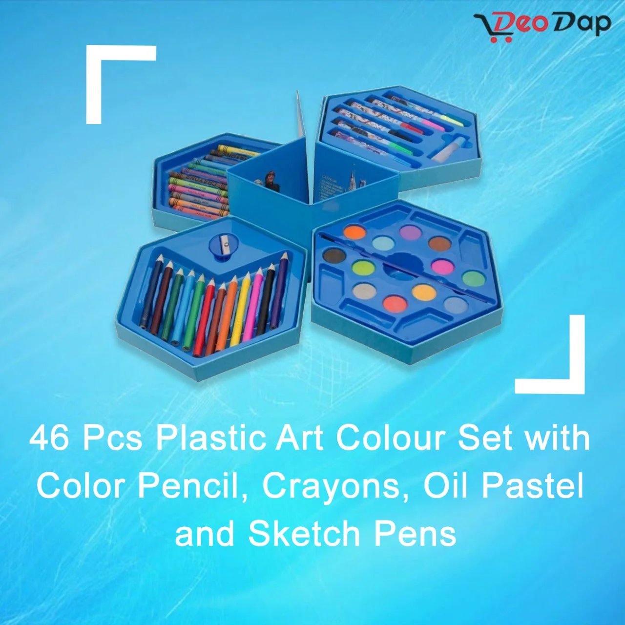 Kids Art Set 46 Pcs – Drawing & Colouring Kit | DeoDap - Image 7