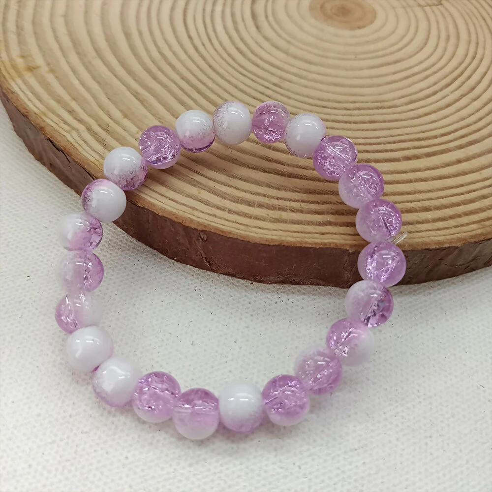 Crystal Crackle Glass Beads Bracelet – Elegant Sparkle & Comfort - Image 2
