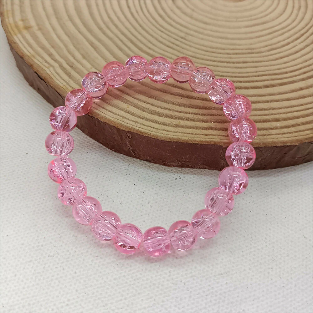 Crystal Crackle Glass Beads Bracelet – Elegant Stretch Fit - Image 2