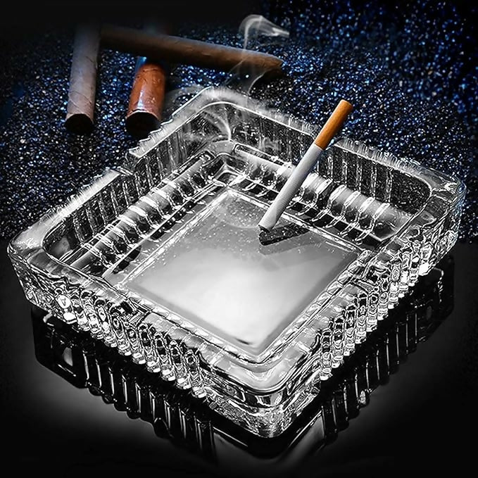 Glass Ashtray – Elegant Crystal Square for Home & Office - Image 2
