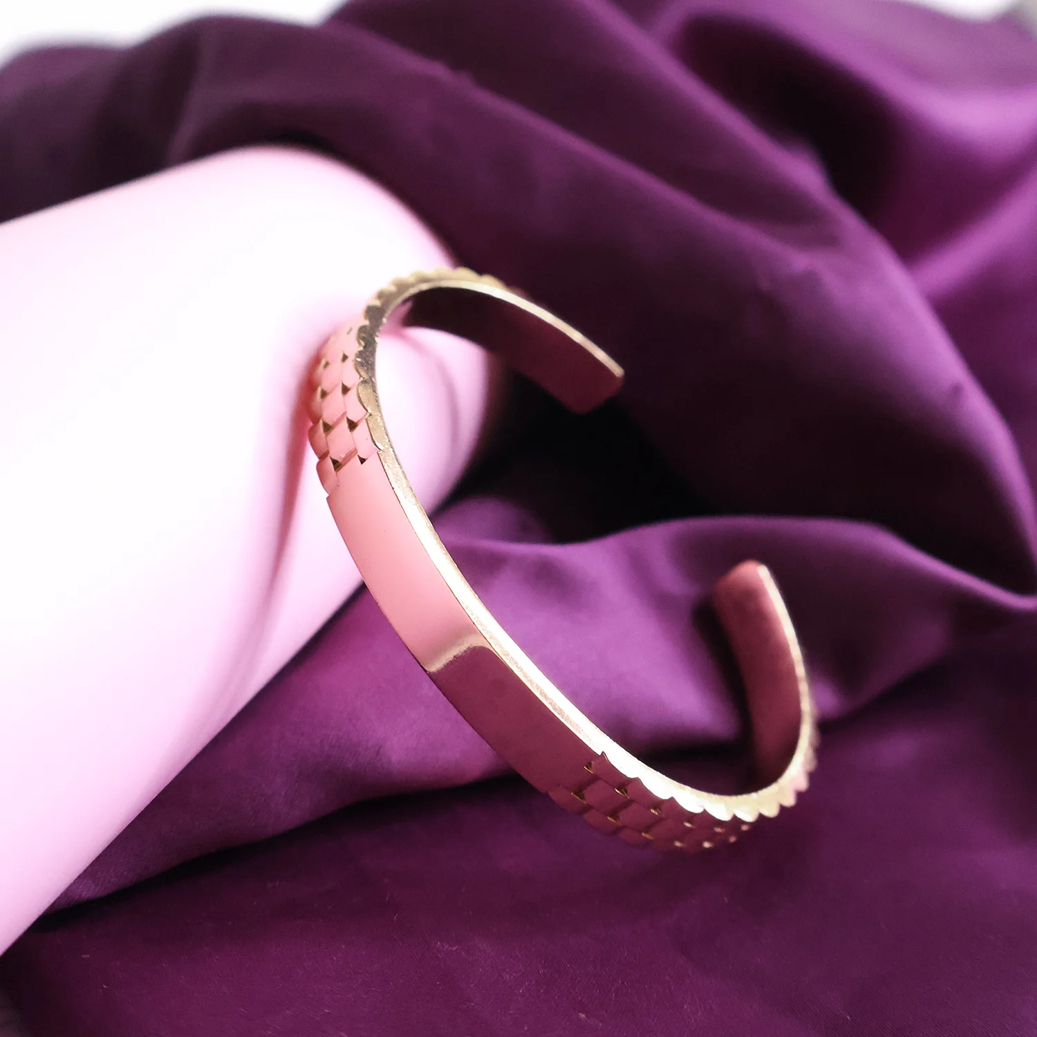 Rose Gold-Plated Personalized Bracelet – Custom Name Engraved Cuff - Image 3