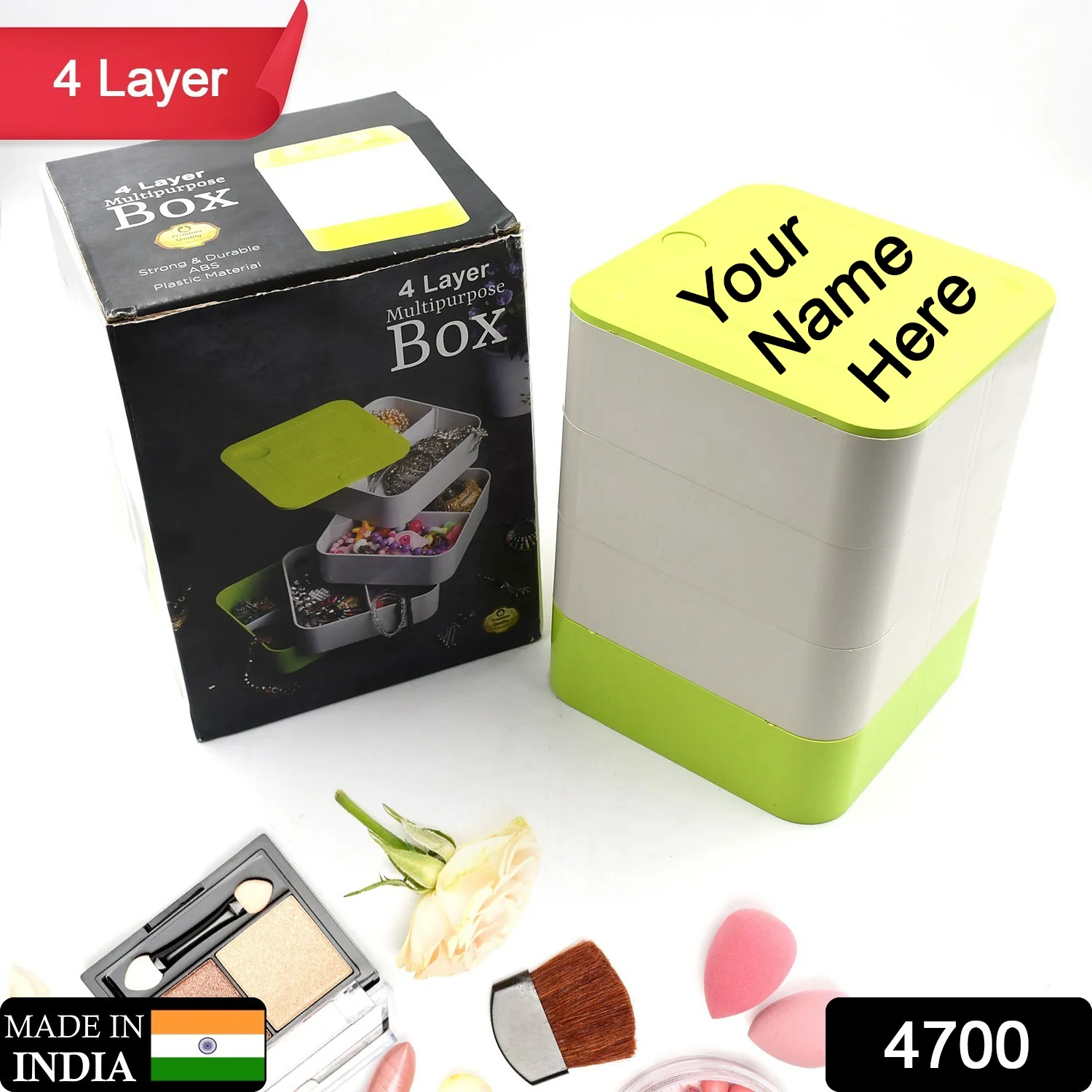 4 Layer Rotating Jewelry Box – Compact Organizer with 360° Rotation