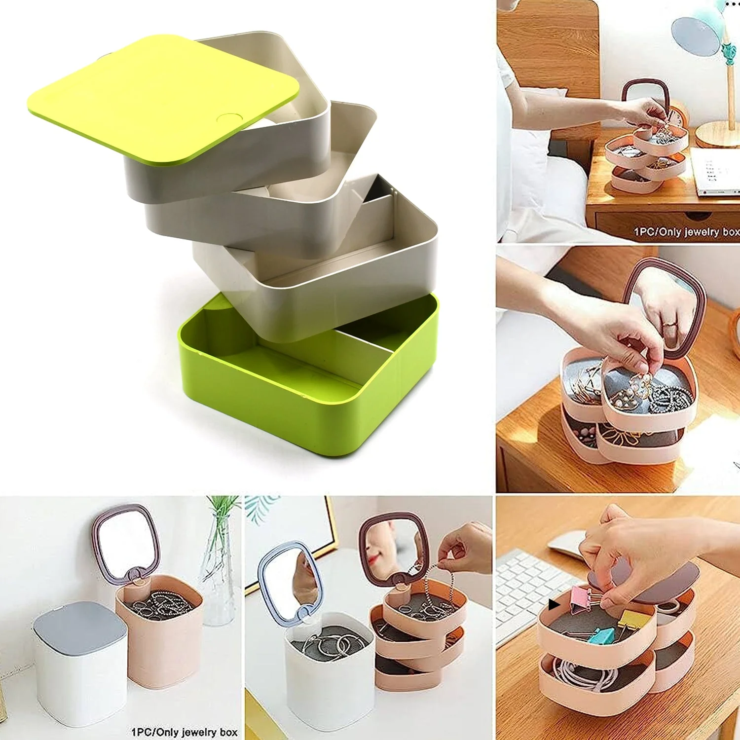 4 Layer Rotating Jewelry Box – Compact Organizer with 360° Rotation - Image 3