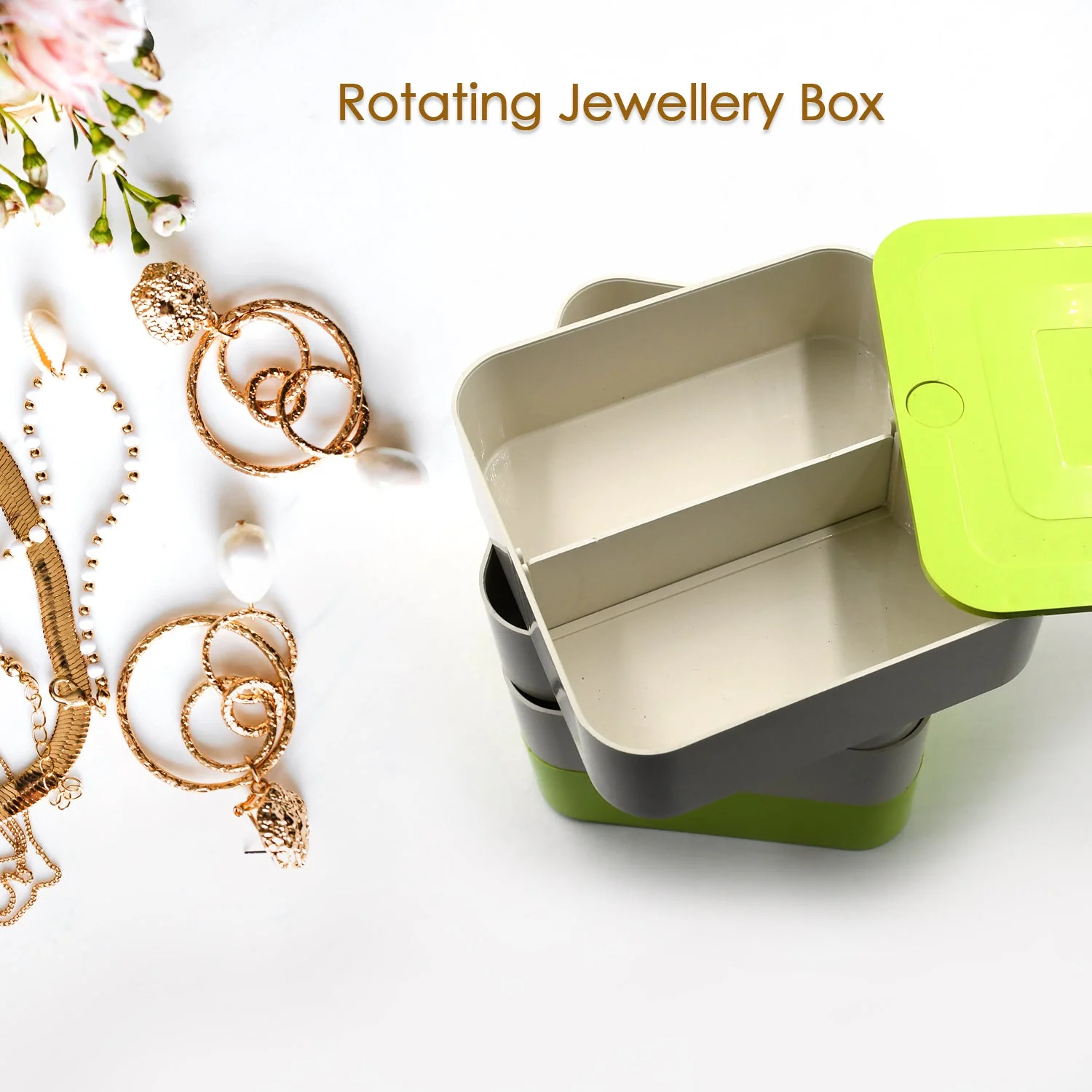 4 Layer Rotating Jewelry Box – Compact Organizer with 360° Rotation - Image 5