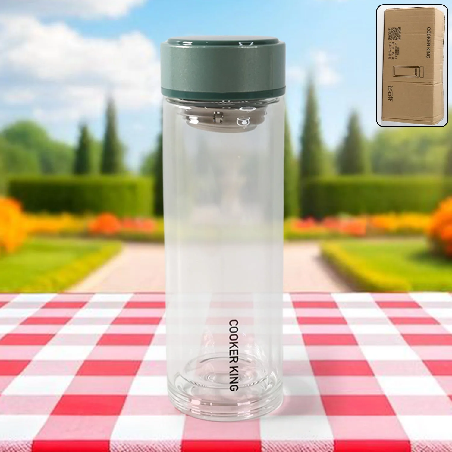 Double Wall Glass Infuser Tea Mug – Leakproof 280ml Travel Mug - Image 2