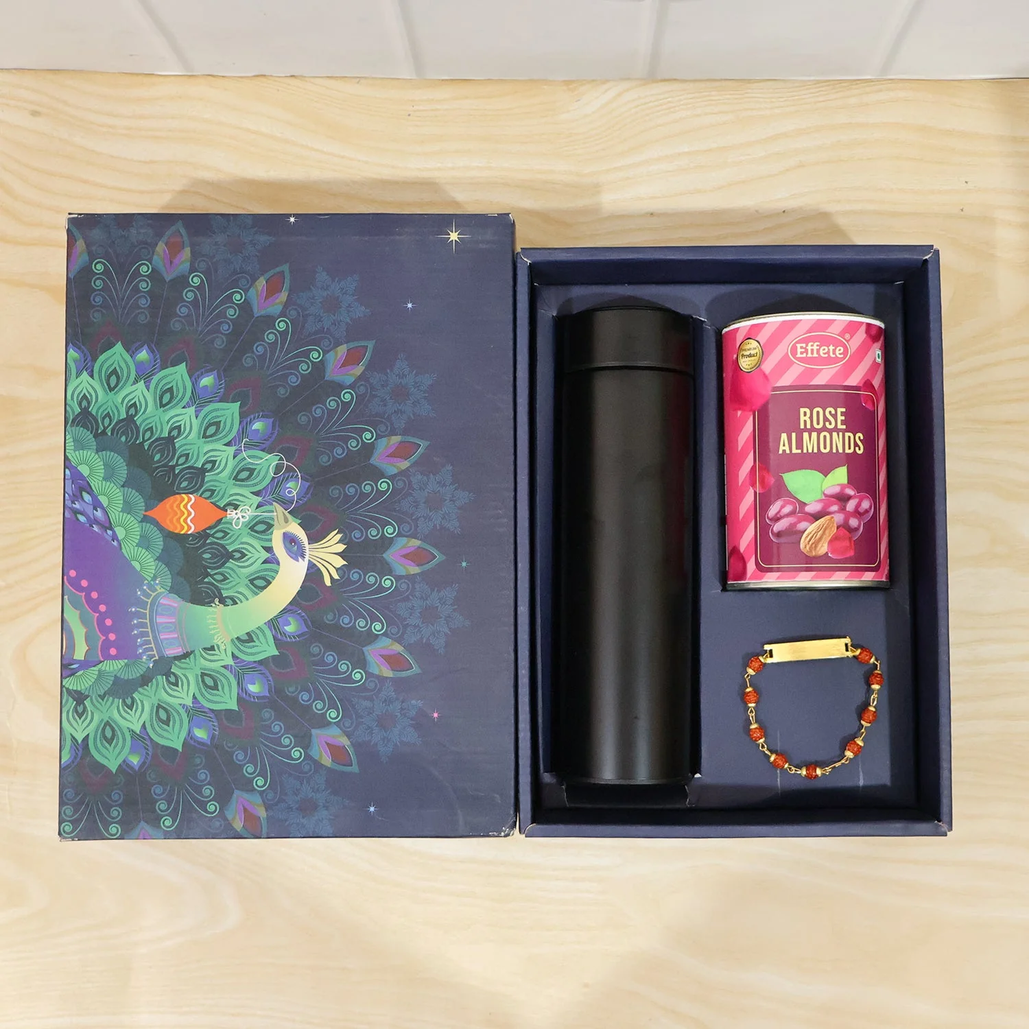 Customize Rakhi Set – Elegant Gift with Chocolate & Bottle - Image 7
