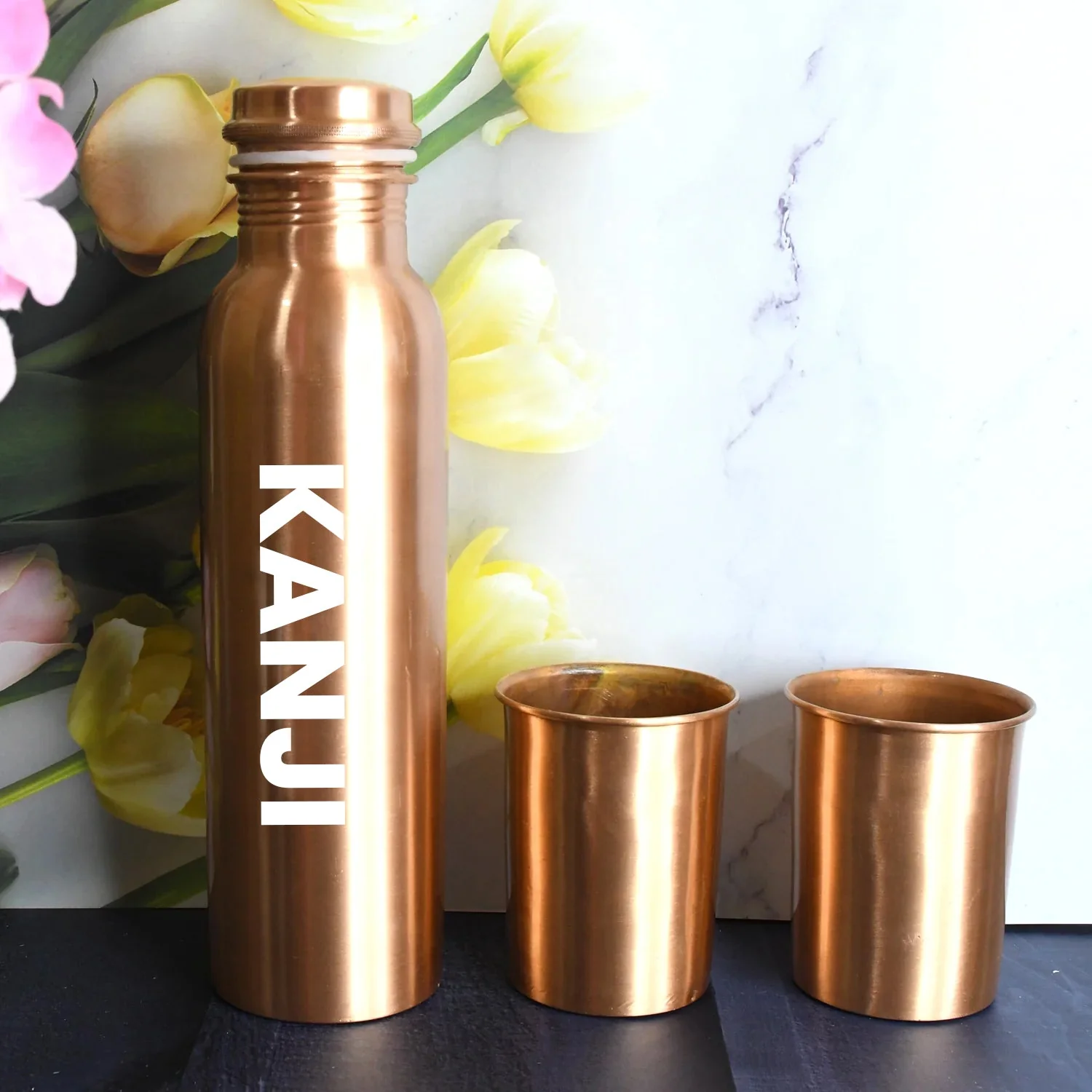 Copper Water Bottle with 2 Glasses – Stylish Leakproof Set - Image 4