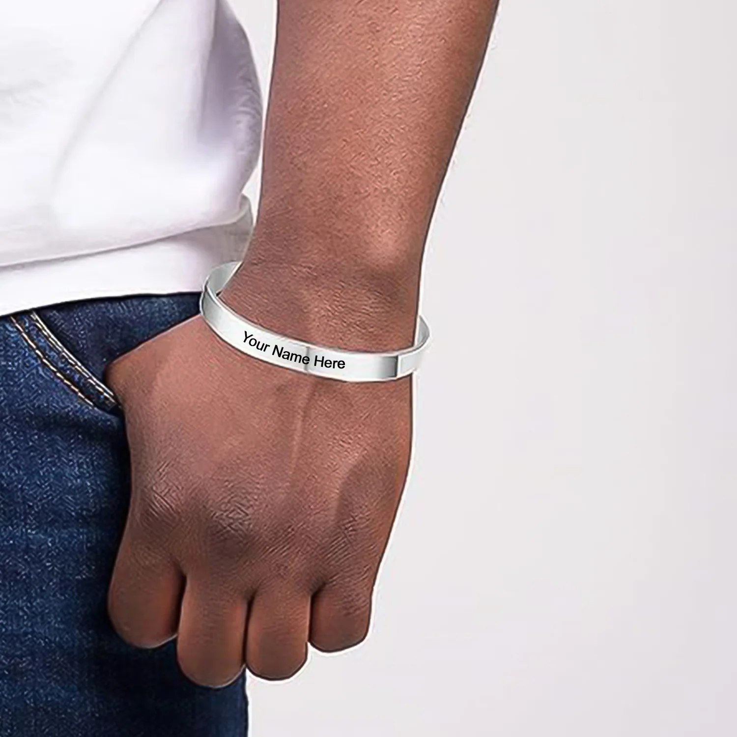 Personalized Silver Kada for Men – Custom Engraved Bracelet | CustomSpot - Image 4