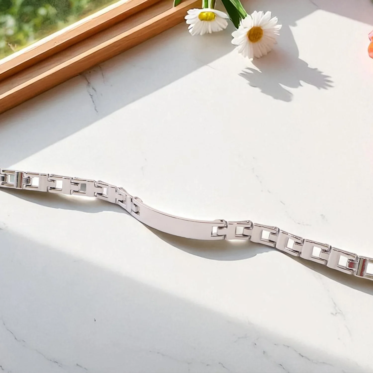 Customized Silver Link Bracelet – Personalized Name Engraving Gift - Image 3