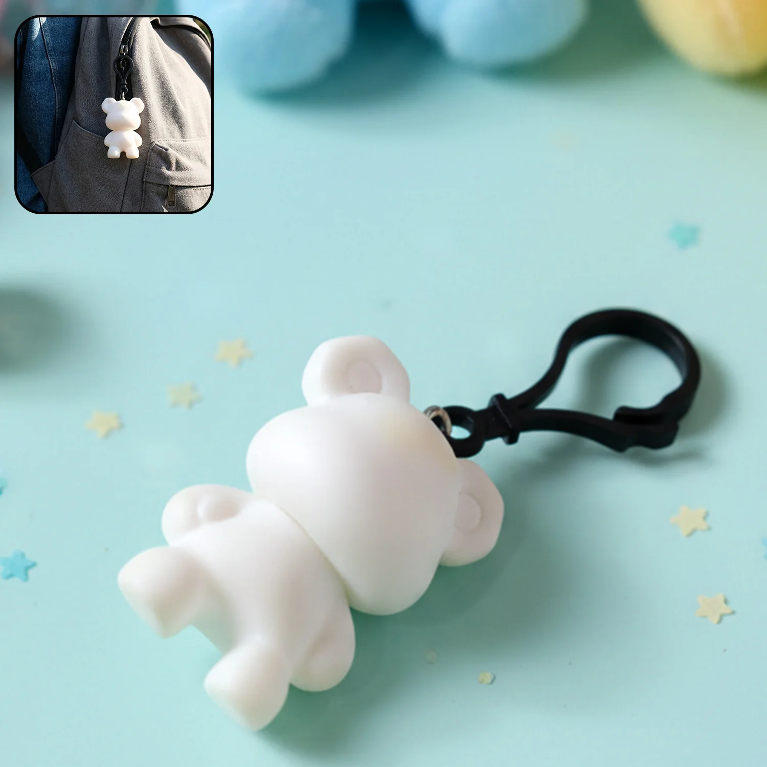 Bear Figure Keychain – Cute Cartoon Clip Charm - Image 7