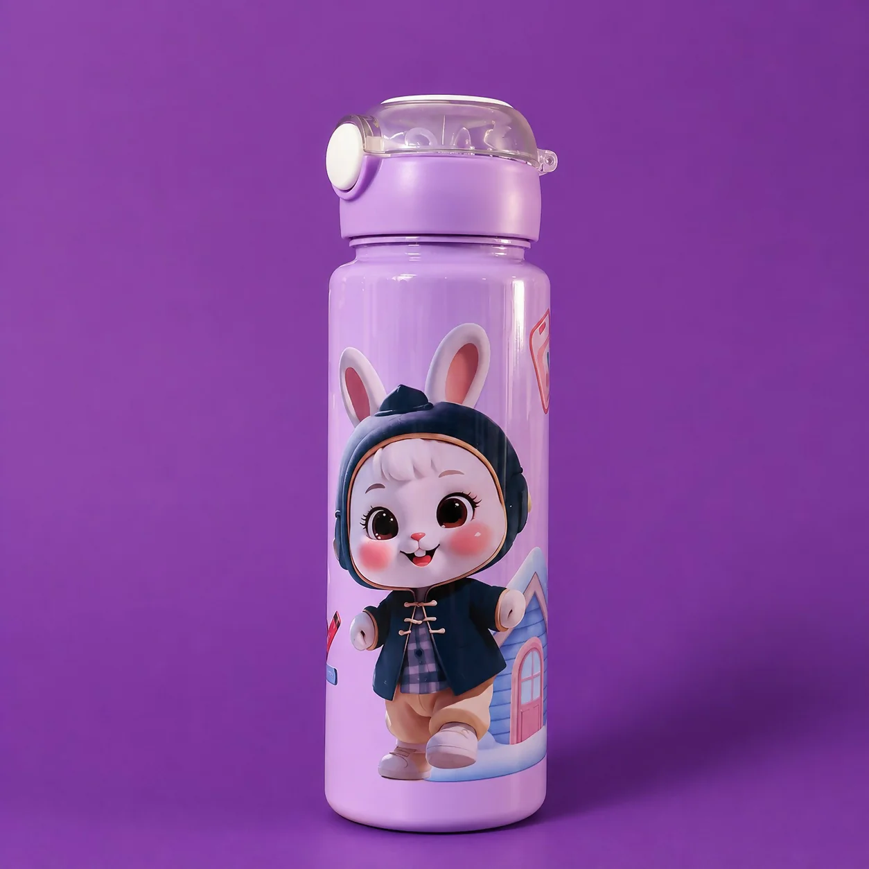 Kids Water Bottle – Adorable Bunny Design with Leakproof Flip Lid - Image 3
