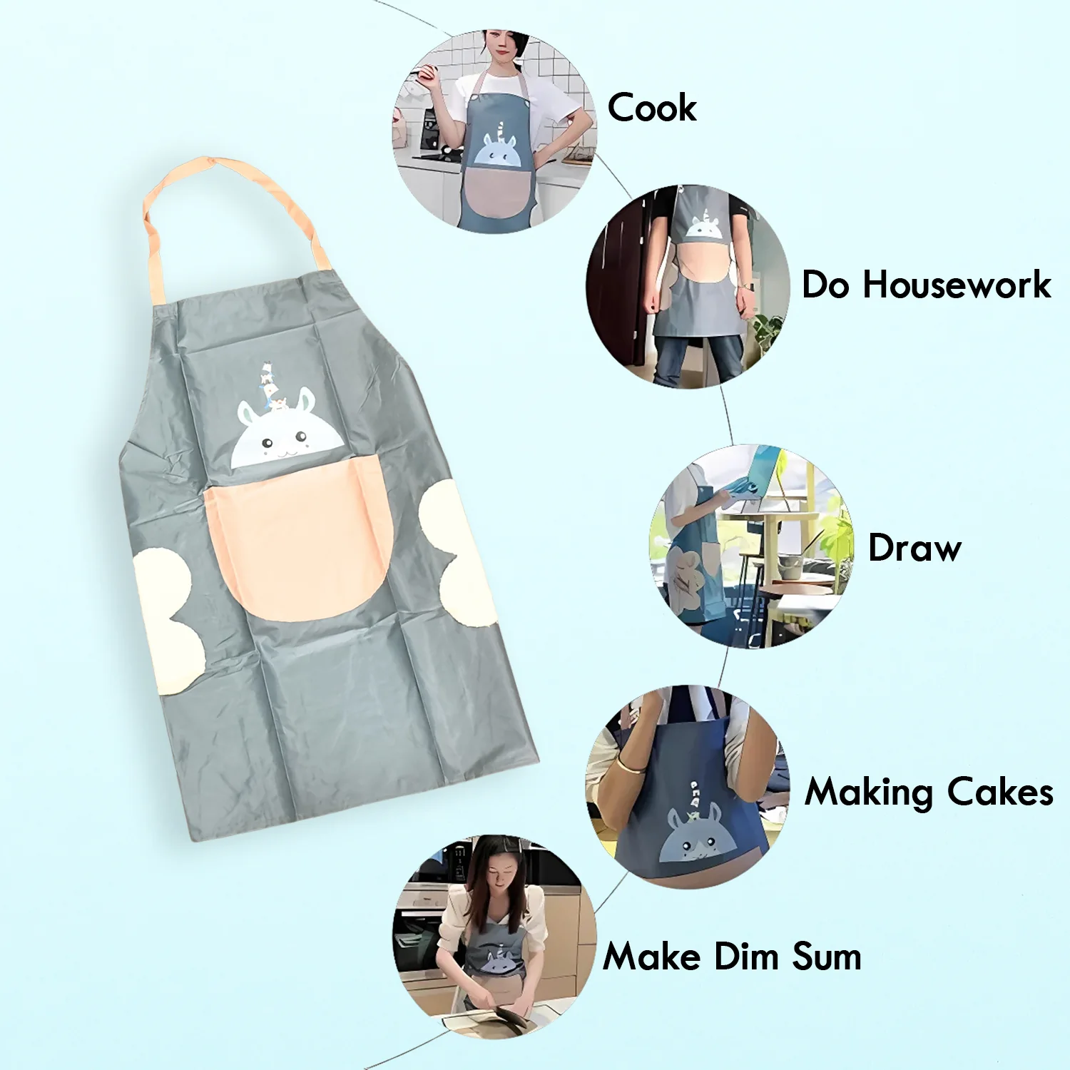 Cartoon Animal Kitchen Apron – Durable with Front Pocket - Image 6