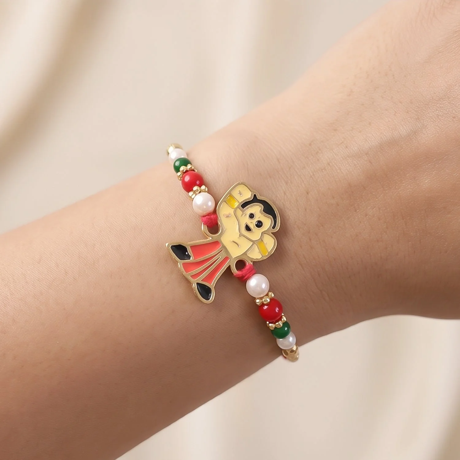 Cute Cartoon Boy Beads Rakhi for Brother Bhai Raksha Bandhan Festival Special Gift - Image 4