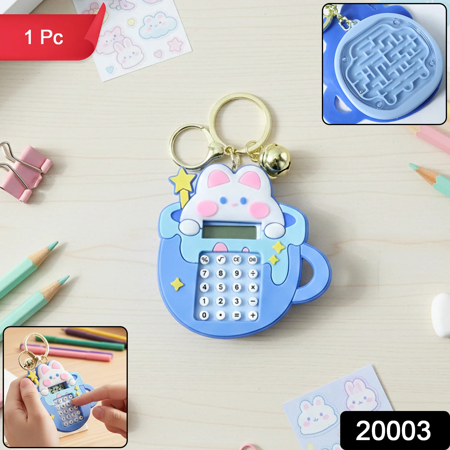 Bunny Calculator Keychain – Portable Mini Digital Calculator - Image 2