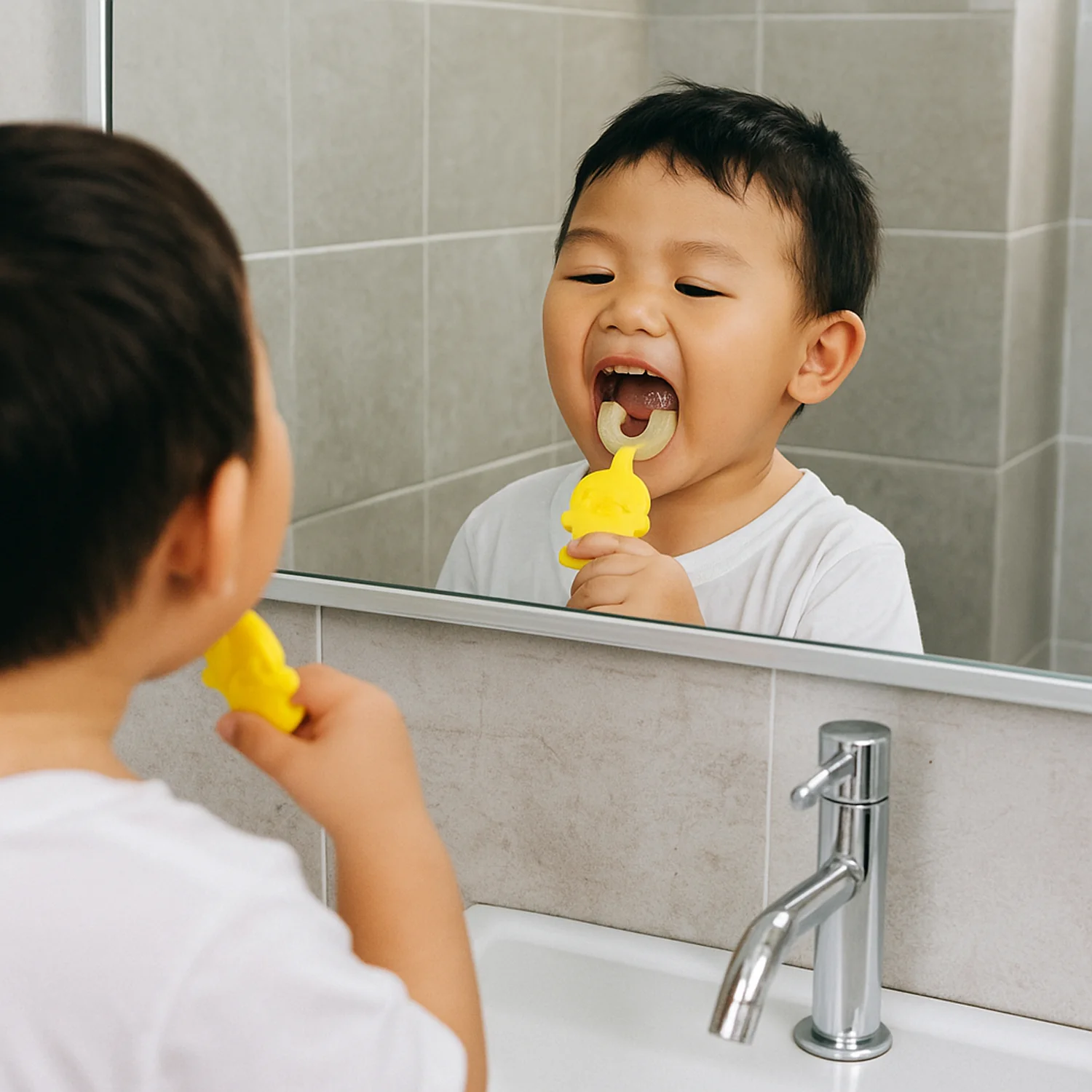 Baby Toothbrush – Cute Duck U-Shape Soft Silicone 360° Brush - Image 4