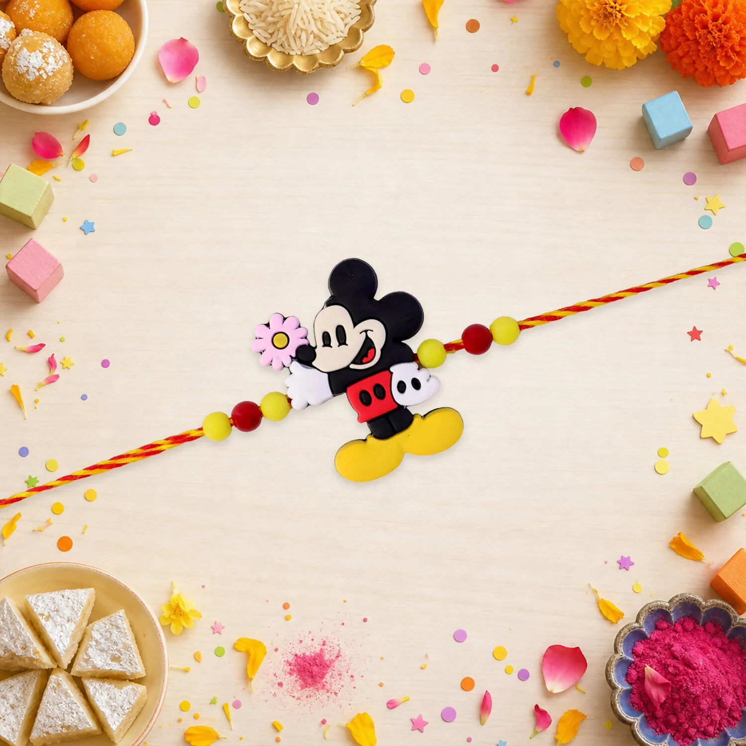 Kids Rakhi – Cute Cartoon Mouse Design for Brother - Image 2