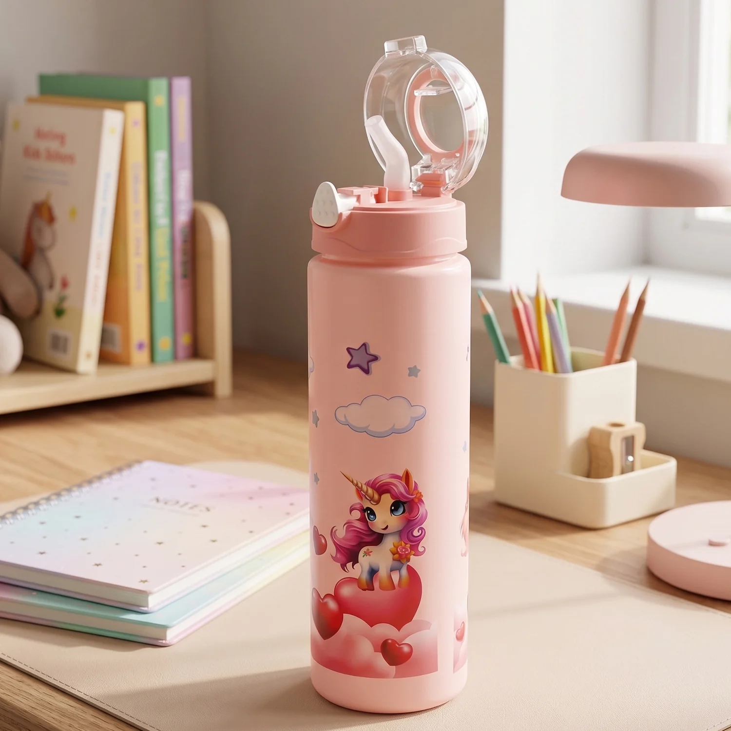 Kids Water Bottle – Fun Design with Flip Straw Lid for Easy Drinking - Image 7