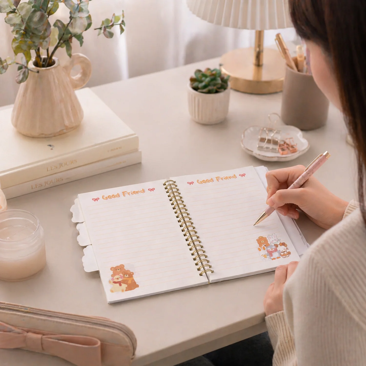 Cute Cartoon Spiral Diary – Compact & Durable Writing Journal - Image 3